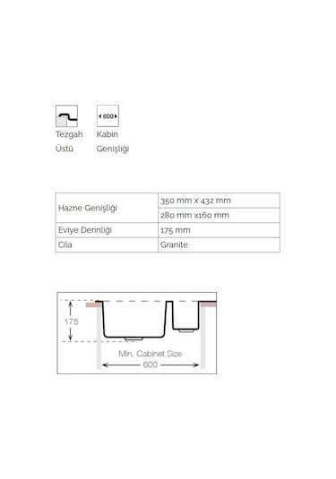 Ukinox Valente D-150L Granit Evye Siyah