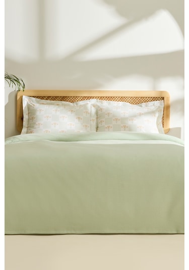 Kaşmir Home Runa %100 Pamuk Çift Kişilik Pike Takımı Çağla Çağla