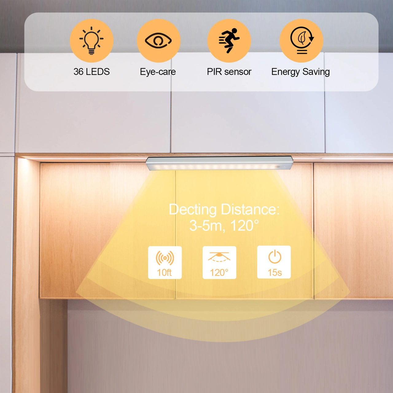 Folinda Alüminyum Kabinet Lambası, 120 İnsan Ve Işık Algılama, 300lm, 2000mah Batarya, Usb-c Şarj, Tekli Paket Beyaz