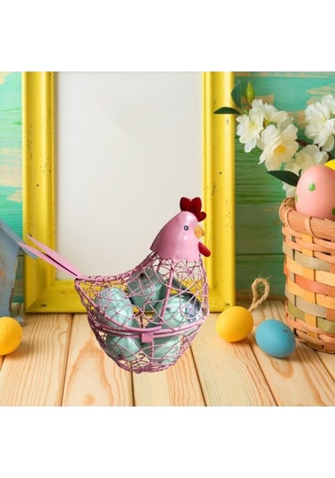 Trendooze Mini Pembe Tavuk Yumurta Tutucu Rustik Meyve Küçük Mekan Dekorasyonu Pembe