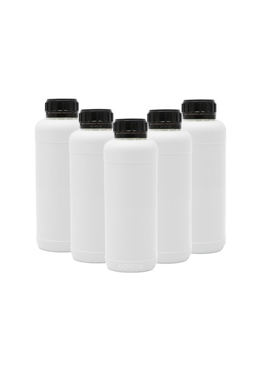 Plastik Yuvarlak Siyah Kilit Kapaklı Numune Şişe 5 x 1000 ML