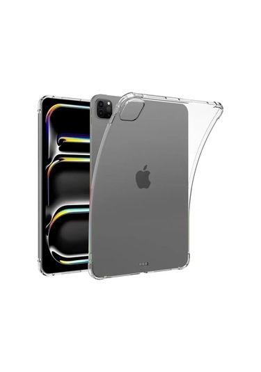 Apple, Uyumlu iPad Pro 11 2024 Kılıf Anti Shock Tablet Silikon - Şeffaf Klasik