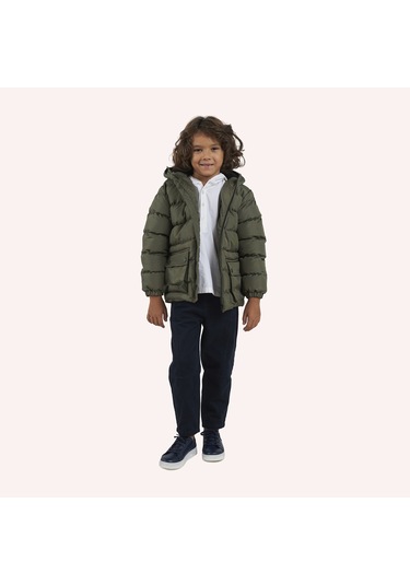 Erkek Çocuk Kapüşonlu Kaban Haki 2421bk28004-4933 001