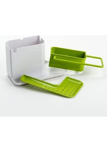 Pazly Sıyah Muftak Plastık Depo Raftı Drenaj Havlu Askısı Sünger Topu Tezgah Düzenleyıcı 21x11x13.5cm Siyah