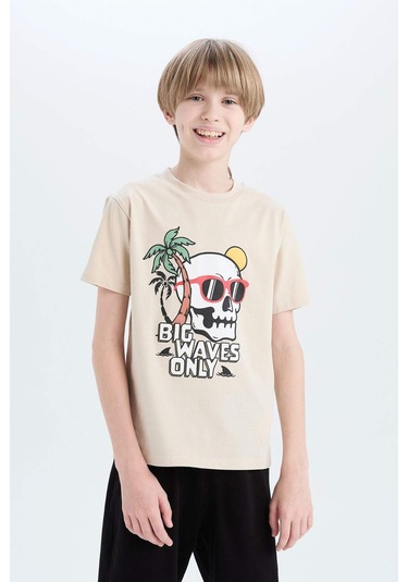 DeFacto Erkek Çocuk Pijama Takımı Baskılı Kısa Kollu Üst Şort E0159A825SMBG186