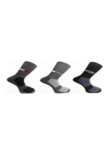 SPOR HAVLU ÇORAP 3 ADET - Karışık Çok Renkli