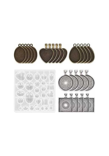 Novahub 31 Parça Renkli Silikon Reçine Kalıpları, Kolye Takı Kalıpları, Dıy Takı Yapımı Kit, Kristal El Sanatları Çok Renkli