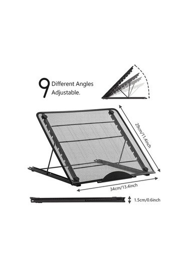Ebitda Dizüstü Bilgisayar Standı - 34x29.5cm Alüminyum Ergonomik Yükseltici - Siyah, Katlanabilir, Isı Dağıtıcı, Güçlü Ve Stabil