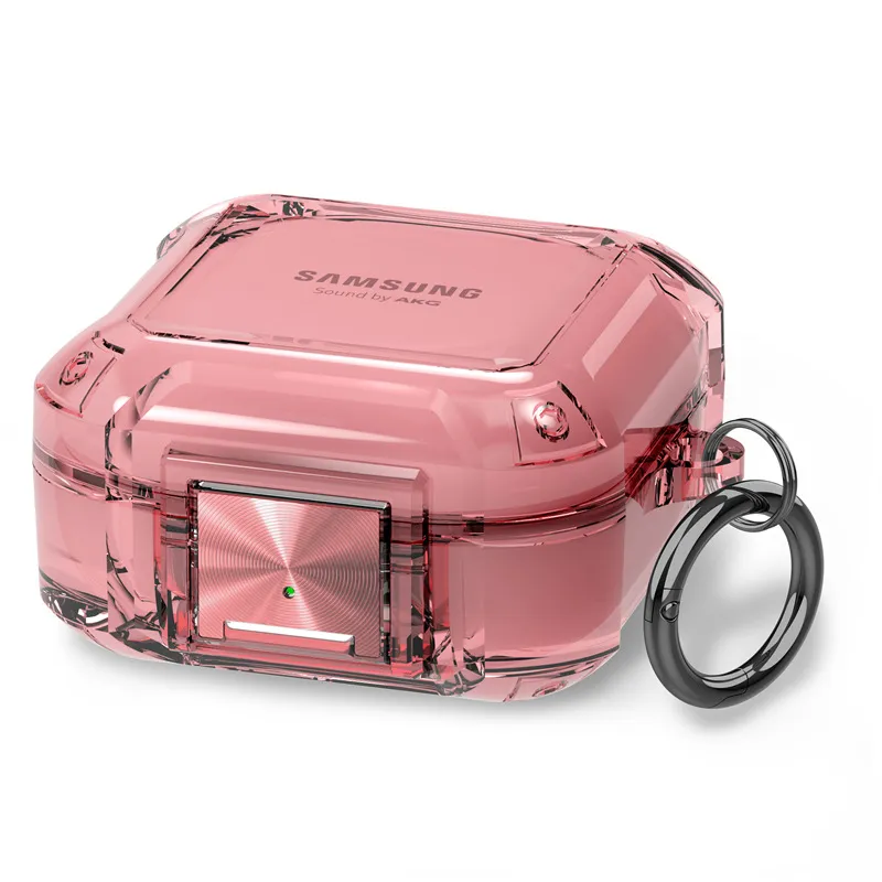 Samsung Galaxy Buds Live - Galaxy Buds Fe Uyumlu Transparan Tank Kılıf +kanca 1.kalite Pembe