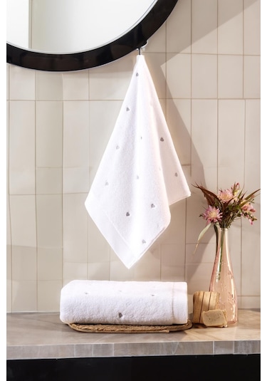 Varol Love Serisi Nakışlı Micro Cotton Banyo Havlu Seti Gri-standart gri