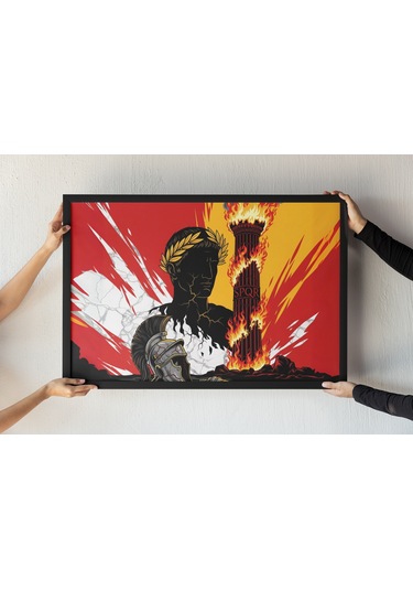 Roma Nın Çöküşü Çerçeveli Tablo Spqr İmparator Büstü Roma İmparatorluğu Dekor 30x42 Cm