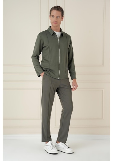 Efor Slim Fit Fermuarlı Yan Cep Mevsimlik Casual Haki Mont Mt 174 Haki