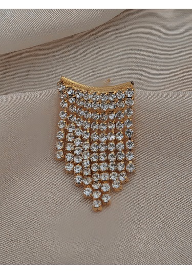 Sallantılı Minimal Beyoğlu Taşlı Gümüş Renk Küpe Altın