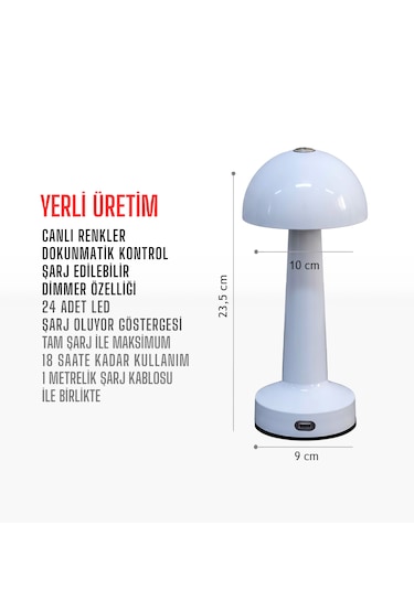 Zenlight Mantar Masa Lambası 320-6 Beyaz