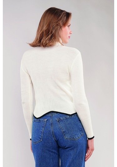 Gabria Balıkçı Yaka Kazak Ekru