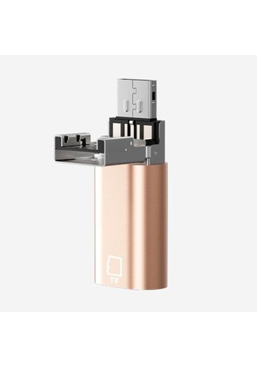 Gümüş Akıllı 2'si 1 Arada Usb Tip-c Kart Okuyucu Yüksek Hızlı Kompakt Boyut Taşınabilir Sürücü Gerekmez Evrensel Otg Tf Kart Okuyucu