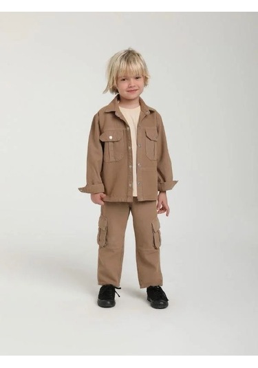 Erkek Çocuk Cepli Gömlek Ceket-15629 Camel