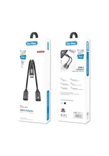 Go Des GD-UC318 Type-C Kulaklık ve Şarj Dönüştürücü Ses Adaptörü - ZORE-258863