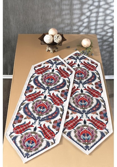 Çeyiz Diyarı Pınar 2li Lüks Runner 45x140 Cm Çok Renkli