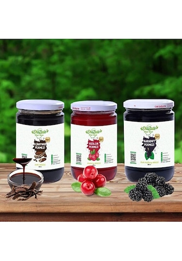 Ehlizade Karadut Pekmezi 800 G + Kızılcık Pekmezi 800 G + Keçiboynuzu Pekmezi 800 G