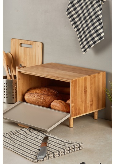 Eligio Bambu Ekmek Dolabı Gri