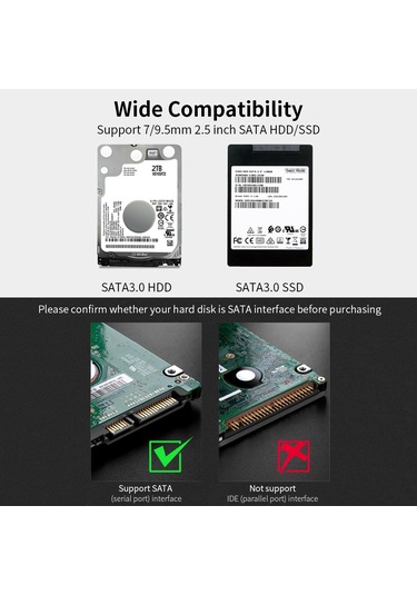 Maiyame Cool-fish K801 2.5 İnç Sata Dış Hdd Kutusu, Type-c 3.1, 10gbps Hızlı Transfer, Araç Gerektirmeden Kurulum, Notebook Uyumlu