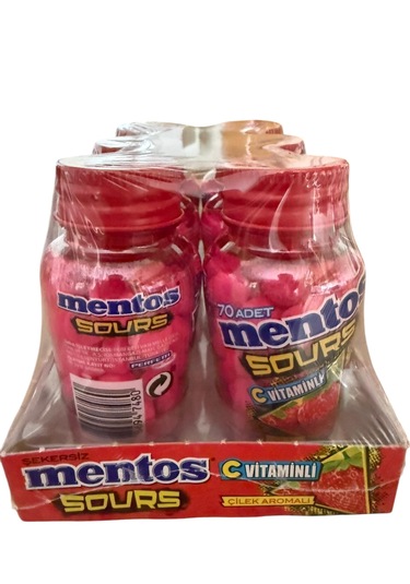 Mentos Sours C Vitaminli Çilek Sakız 49 G 6 Adet