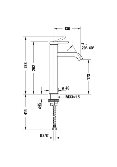 Duravit - C.1 Tezgah Üstü Lavabo Bataryası L Boy - C11030002010- Krom