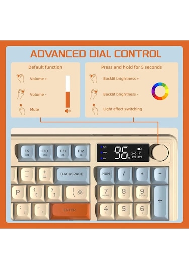 Miaxtreme Freewolf M96 2.4g+bt5.0 Çift Bağlantılı Tft Led Ekranlı Manyetik Switch Reinbow Gaming Oyuncu Klavye