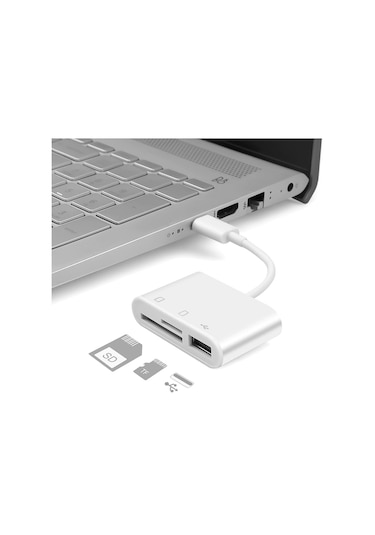 5232 Usb Type C To Sd Microsd Tf Kart Okuyucu Çevirici Dönüştürücü Adaptör