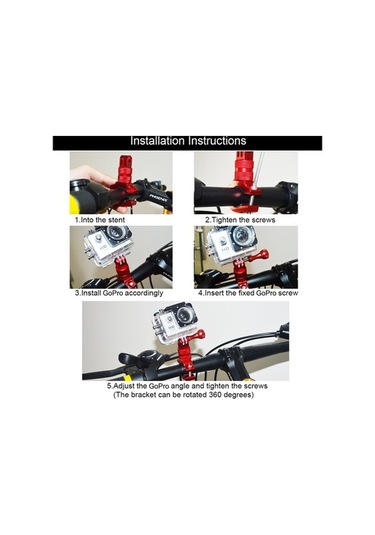 Createtech Puluz 360 Alüminyum Gidon Adaptörü, Gopro 5 Montaj İçin