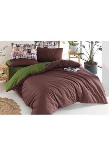 Shapes 100% Pamuk Düz 4 Yastık Kılıfılı Çift Kişilik Nevresim Seti Çok Renkli