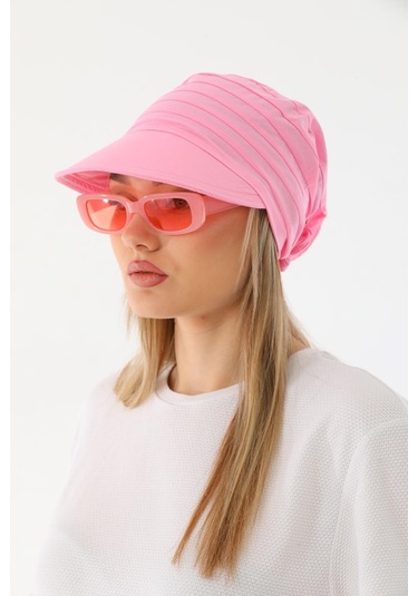 Safari Bağlamalı Pembe Siperli Bandana Vizör Pembe