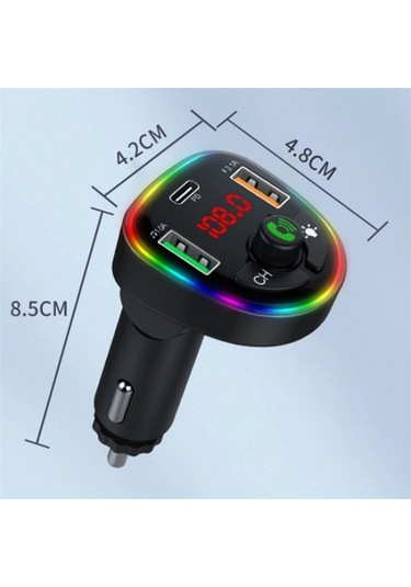 Sones P24 1 Type-c + 2 Usb Araç Şarj Cihazı Araç Bluetooth Müzik Çalar Gerilim Algılama