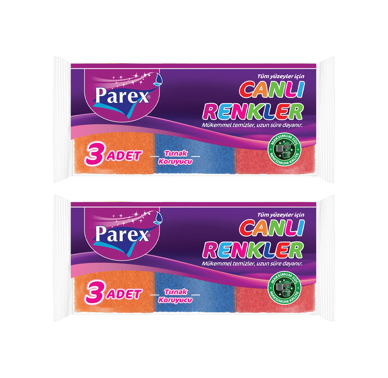 Canlı Renkler 3'lü Sünger Oluklu İkili Paket