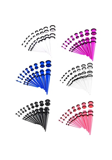 Homyl 18 Parça Kulak Göstergeleri Germe Kiti Fişler Konik 14g Beyaz