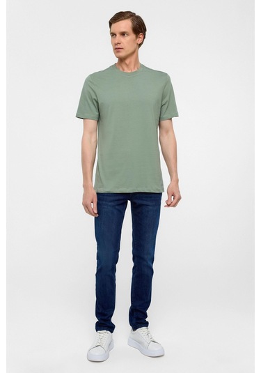 SÜVARİ Su Yeşili Regular Düz Bisiklet Yaka Tişört-38580 Su Yeşili