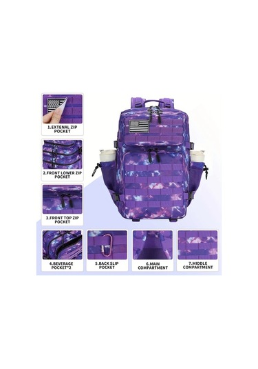 Dashanshop 11.89gal Army Green Sırt Çantası Günlük Spor Fitness Kamp Yürüyüş Okul Seyahat Çanta Hediye Altın