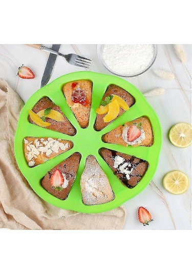 Büyük Silikon Kalıp, 8 Üçgen Kare Kek Kalıbı İçin Kullanılır 2 Adet Kırmızı + Yeşil Çok Renkli