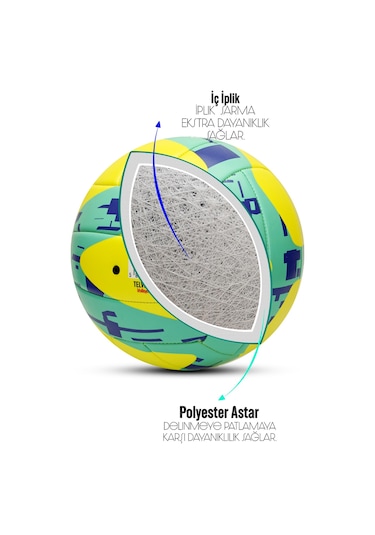 Telvesse Vt800 Spike Voleybol Topu Yumuşak Doku Semi-pro İç-dış Mekan Soft Touch 300 G No:5 Sarı