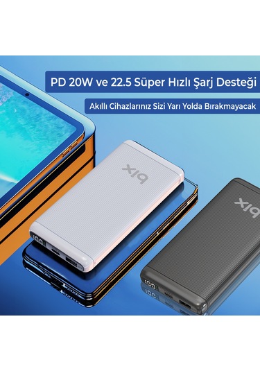 Bix Bxpb107 10000mah 20w Pd Type-c Usb Scp 22.5w Powerbank Beyaz