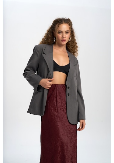 Mai Studios Co. Volda Yaka Detay Antrasit Blazer Antrasit