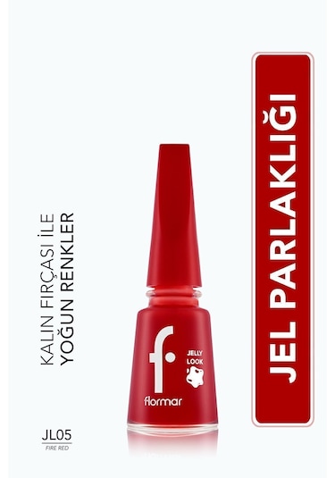 Flormar Jelly Look Jel Tırnak Efektli Parlak Oje JL05 Fire Red