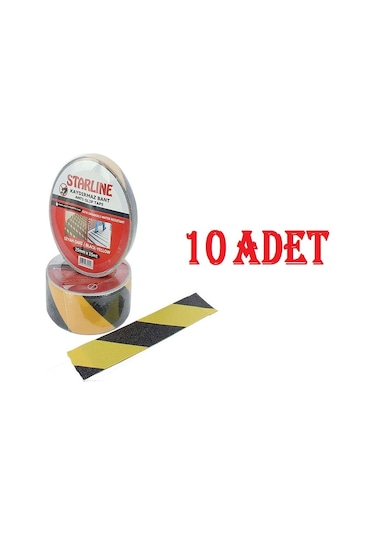 50 Mm x 15 M Kaydırmaz Bant Starline Sarı-Siyah X 10 Adet