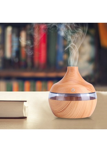 Kosona Ahşap Desenli 7 Renk Değiştiren Nemlendirici - Nemlendirme Ve Aromaterapi Fonksiyonu, 4 Saat Otomatik Kapatma, Ev Ofis Yoga İçin Uygun