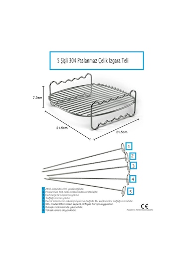 Electrolux E6af1-6st Fitöz Airfryer 7 Lt Uyumlu Izgara Teli Takımı
