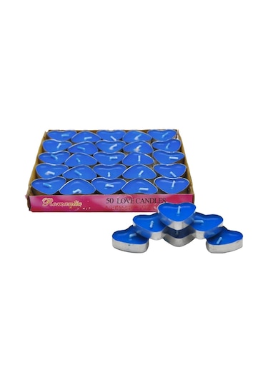 20 Li Kalp Mum Mavi Tealight Mum Doğum Günü Parti Süsleme Mavi
