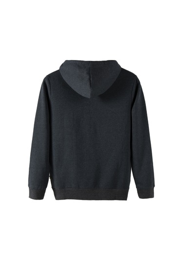 Unisex Füme Kapüşonlu Önü Kelebek Baskılı Slim Fit Kanguru Cepli Sweatshirt Füme