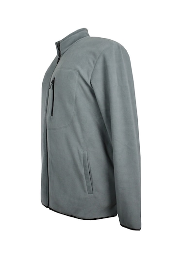 Erkek Büyük Beden Dik Yakalı Fermuarlı 122 Kg-172 Kg Arası İçin Uygun Bedenli Polar Sweat Mont Gri