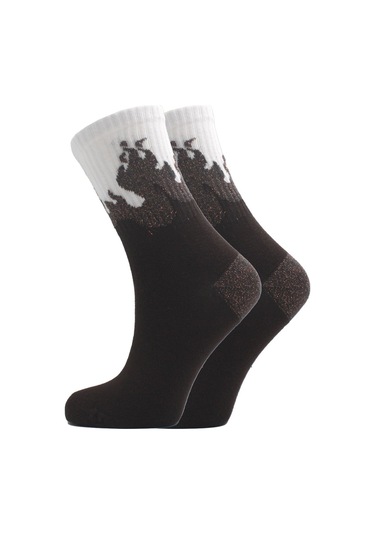 Kadın Çok Renkli Desenli Pamuklu Soket Çorap 6'li Paket Çok Renkli